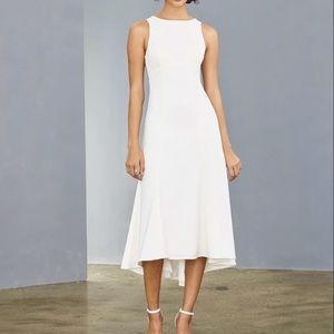 Amsale Little White Crepe Flared Dress